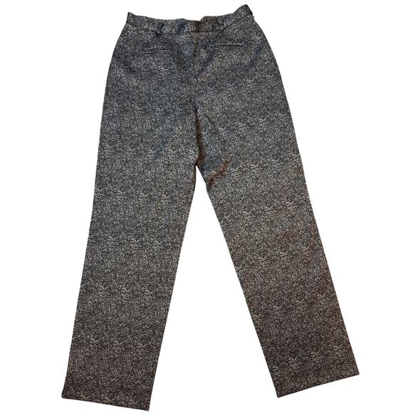 Sigrid Olsen Pants - Sigrid Olsen Dress Pants Trouser Black Silver Metallic Pattern Size 12 Holiday